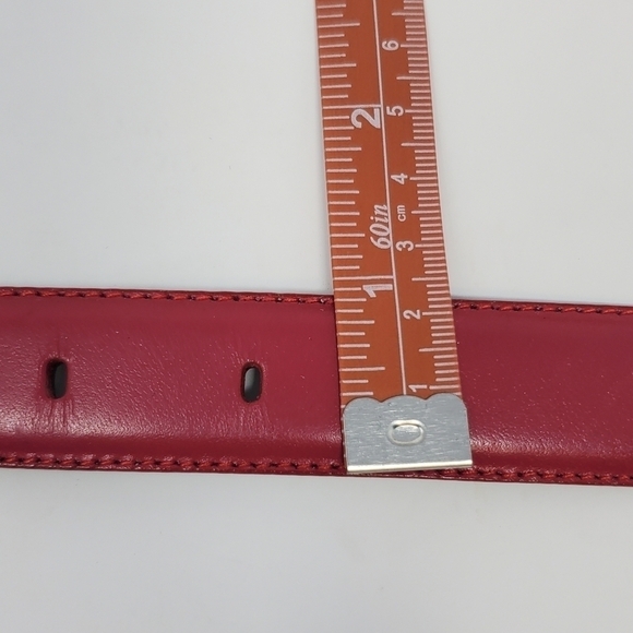 VINTAGE LIZ CLAIBORNE ACCESSORIES PINK LEATHER BELT BRASS LEATHER BUCKLE WOMEN - Picture 10 of 14